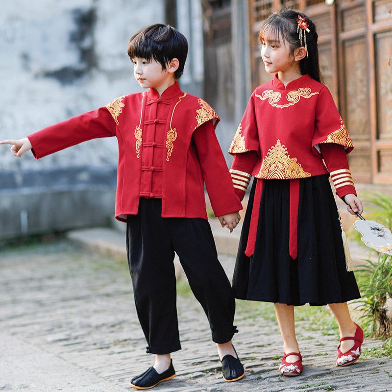 小学生班服校服套k装幼儿园园服元旦儿童演出服秋冬唐装汉服中国