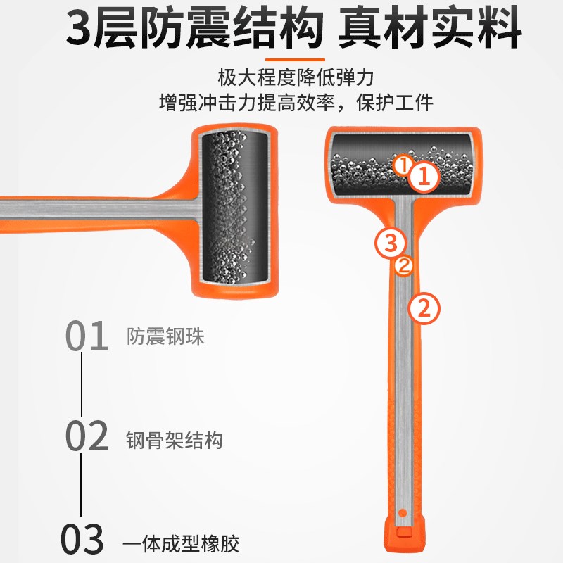 橡胶锤子橡皮锤瓷砖装修大号贴地板多功能安装锤塑料榔头无弹力锤