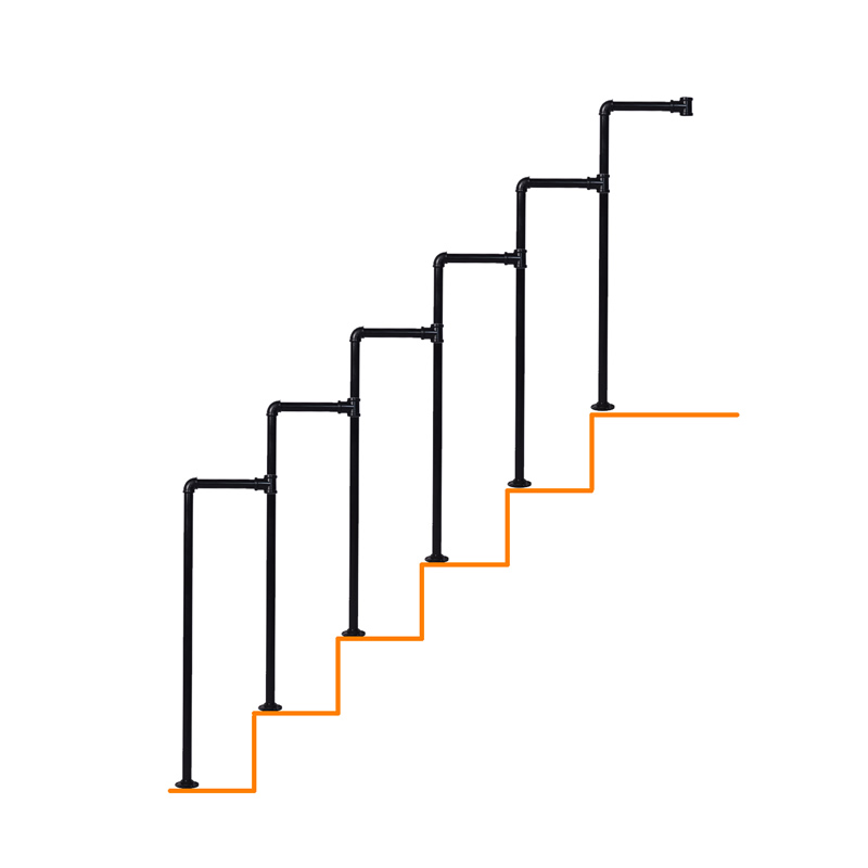 工业风复古loft铁室内楼梯护栏水管栏杆扶手老人儿童阁楼走廊U型