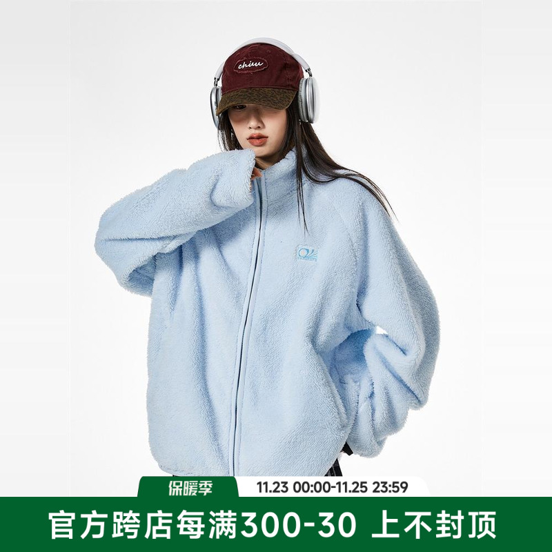 ICH MODE 美式复古摇粒绒外套女款2024新款冬季轻薄保暖棉衣棉服