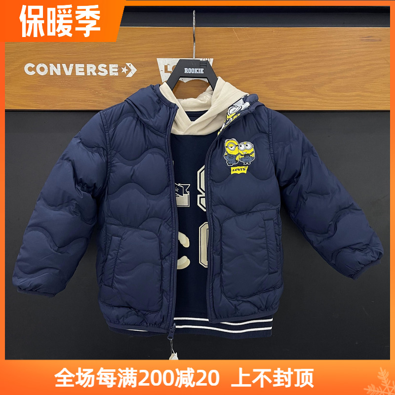 Levi's\/李维斯童装小黄人双面穿连帽柔软抗风保暖羽绒服LV2442289