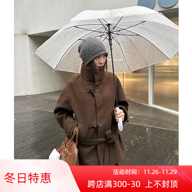 Our2时尚高级感秋冬复古气质毛呢大衣女秋冬2024新款韩版呢子外套