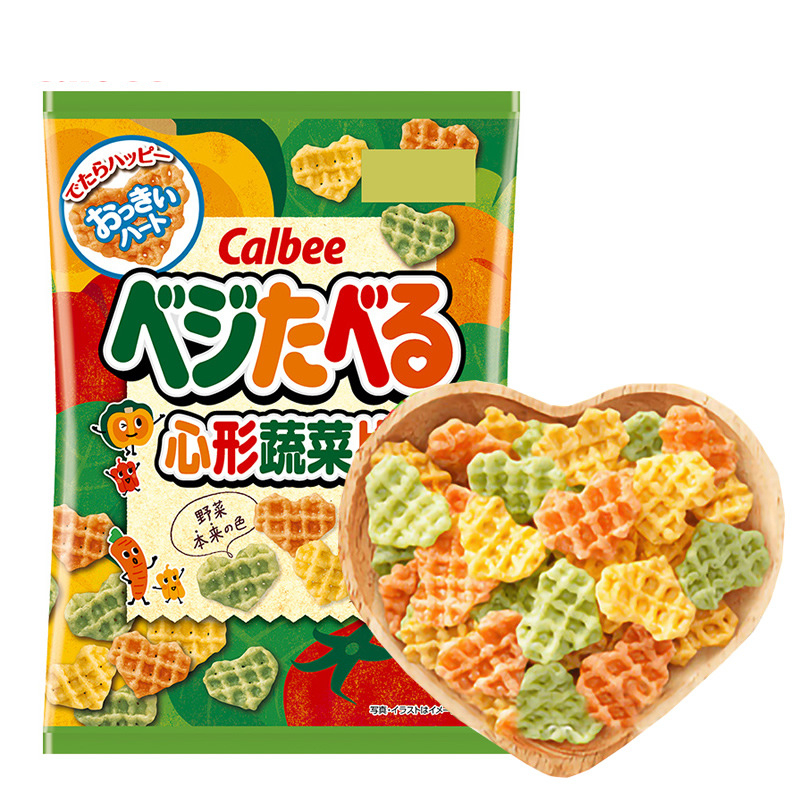 日本进口卡乐比心形蔬菜饼干calbee薯片55g休闲解馋小零食品小吃