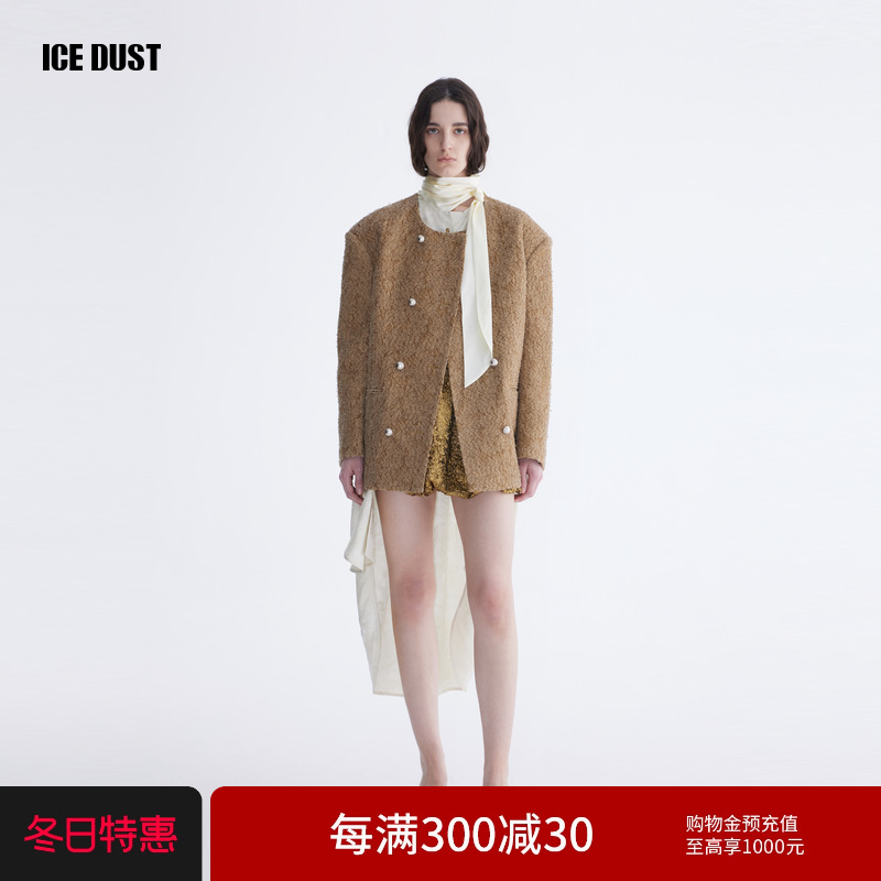 ICEDUST 24秋季系列新款廓形双排扣优雅高级感圆领外套上衣女士