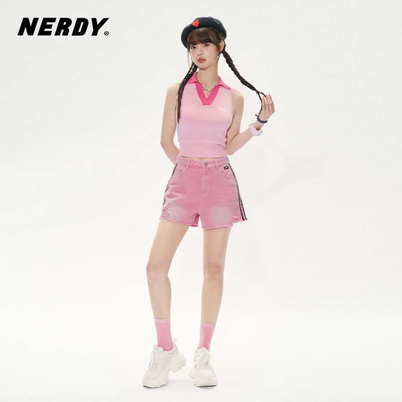 NERDY20夏23季新款经典破洞牛仔短裤女甜美高腰显瘦休闲百搭裤子