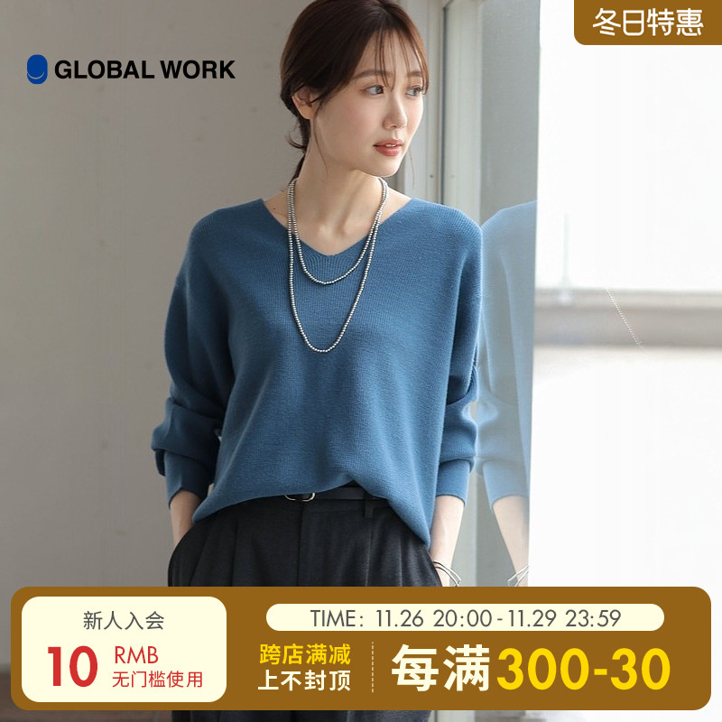 GLOBAL WORK 毛针织衫女24秋冬季新款时尚纯色气质日系毛衣992277