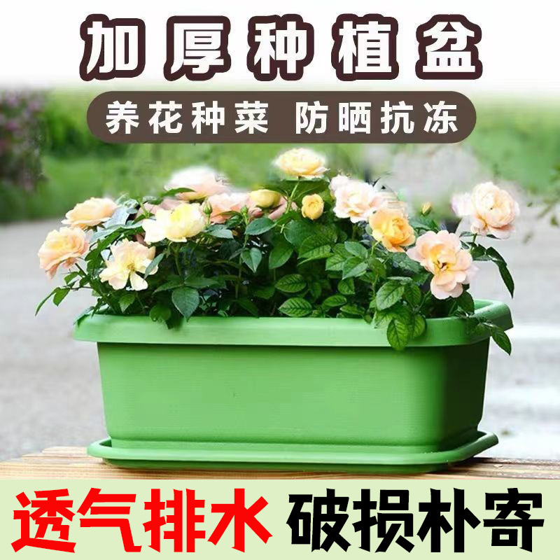 阳台种菜盆长方形塑料花盆家庭蔬菜种植盆种菜神器大号耐用养花盆