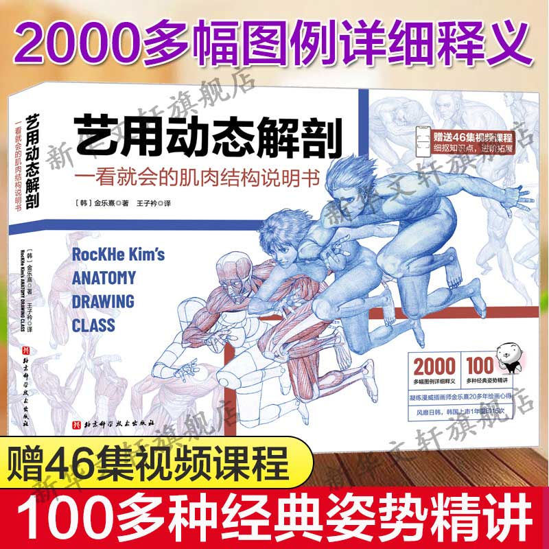 艺用动态解剖 赠46集视频课程素描绘画教学角色设计 漫威插画师金乐熹人体动态结构教程肌肉结构 多幅配图姿势精讲 人体绘画教材