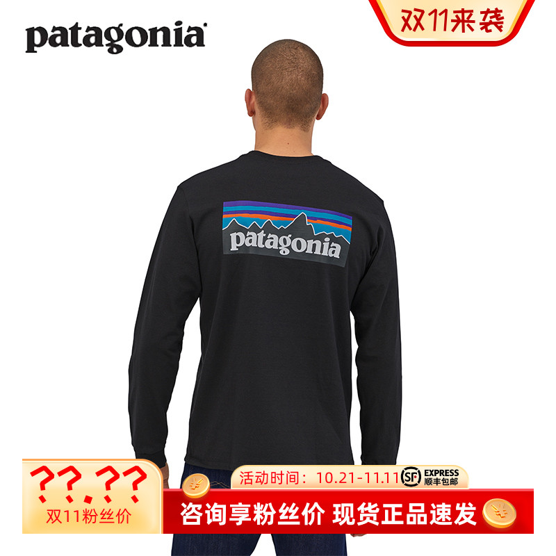 patgonia巴塔哥尼亚长袖T恤 男士户外休闲圆领经典P-6 Logo 38518