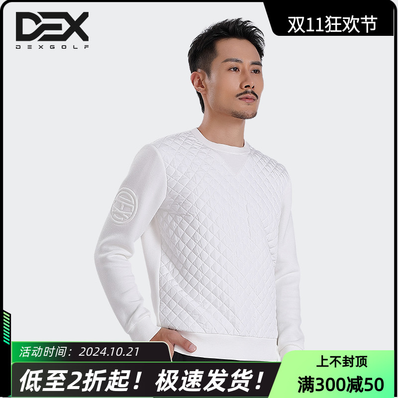 DEXGOLF高尔夫男长袖士卫衣新款圆领绣花休闲上衣秋冬季打底衫