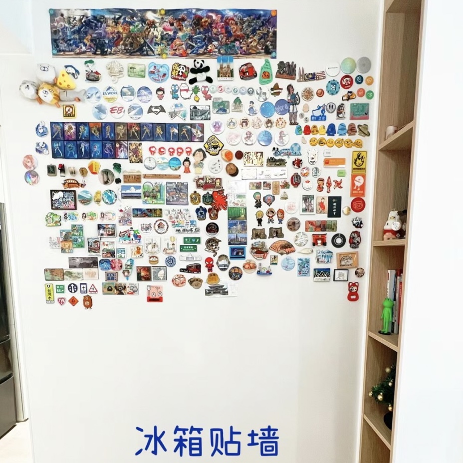 冰箱贴磁吸展示板白板墙贴磁吸磁铁可移除不伤墙软小墙上黑板磁性儿童家用教学写字板可擦磁力旅游纪念照片墙