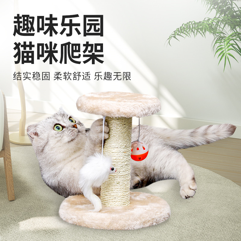 网红猫抓板猫爬架磨爪实木窝树一体逗猫棒小型立式不掉屑猫咪用品