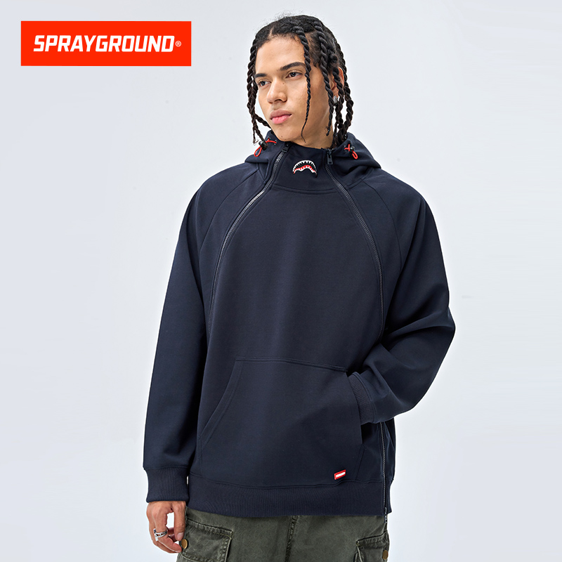 SprayGround24秋款鲨鱼嘴卫衣男女美式宇航领连帽情侣款拉链帽衫