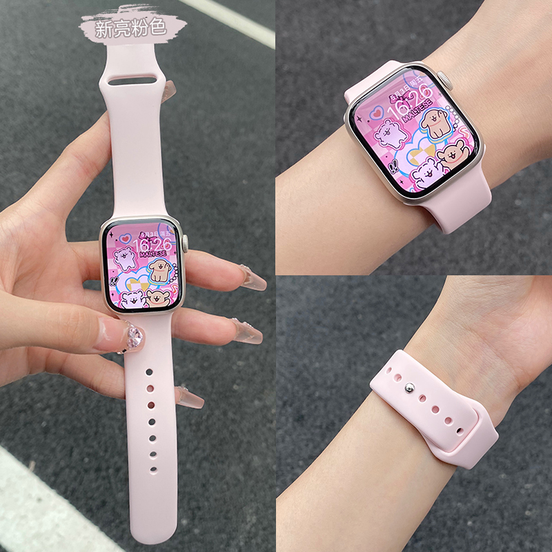 适用iwatch8表带S10苹果S9手表applewatch9硅胶S8女生新款S7夏天7可爱SE高级感S6小众6创意ultra男10运动