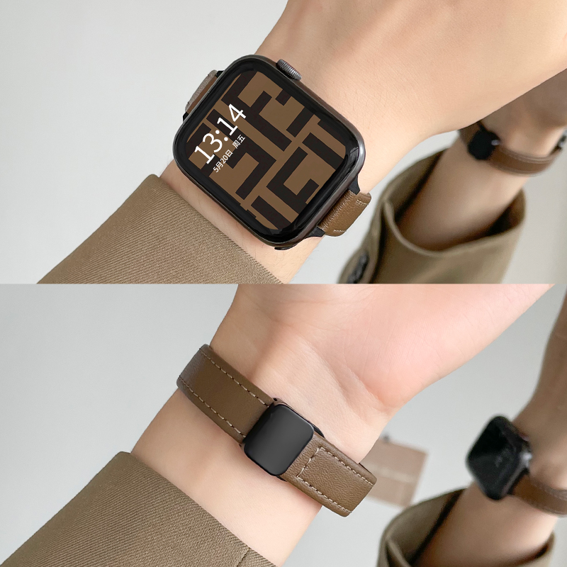 适用iwatchs8表带s10女款s9苹果手表s7s6s5运动手表带新款applewatchs9高级感腕带se磁吸真皮小众s4表链秋冬