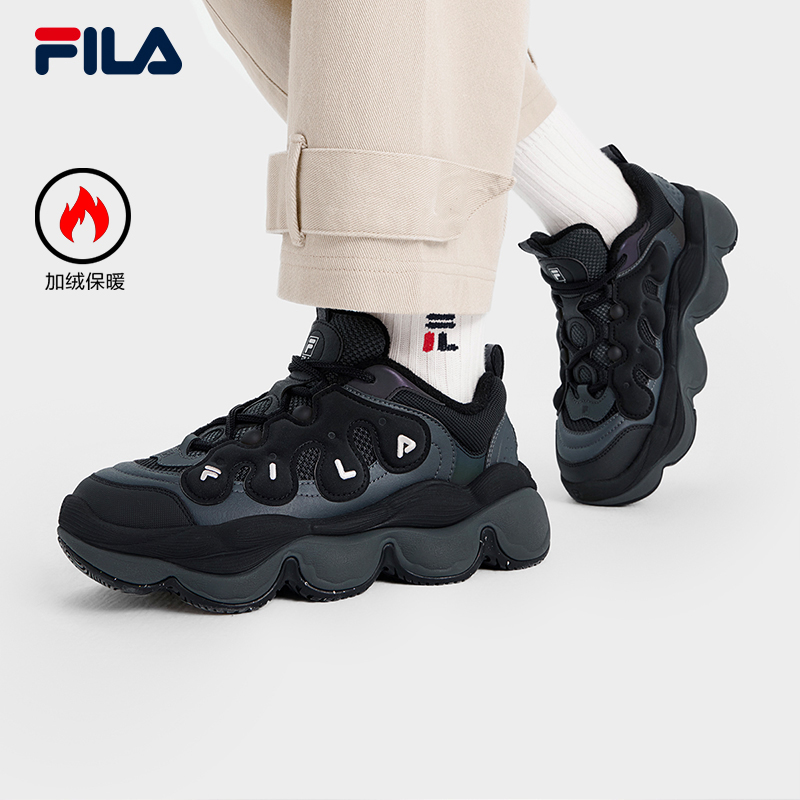 FILA 斐乐官方PEASE WE摩登运动鞋女2024冬新款加绒豌豆鞋休闲鞋