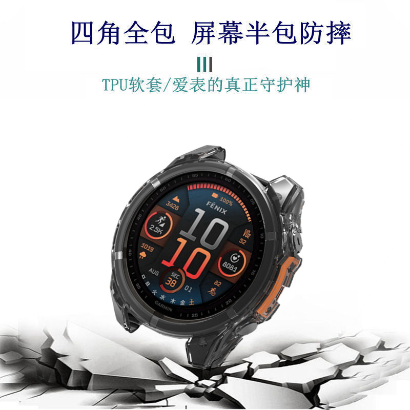 适用佳明F8手表保护套Garmin fēnix 8 43\/47\/51MM半包TPU保护壳新款时尚潮流个性男女新款腕带