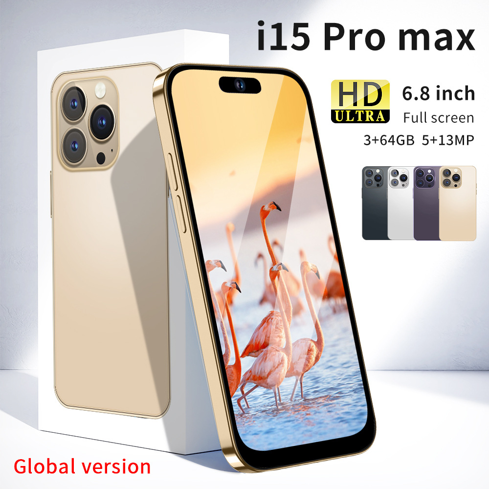 跨境爆款I15promax安卓智能手机6.8英寸大屏3+64G外贸代发4G手机