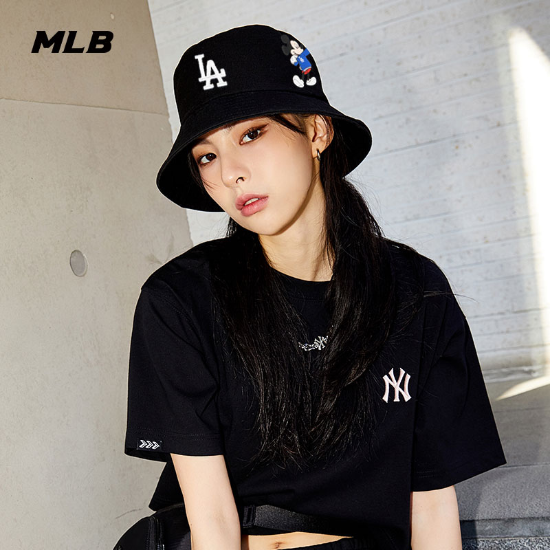 MLB渔夫帽男帽女帽新款运动帽黑色盆帽迪士尼联名户外遮阳帽子潮