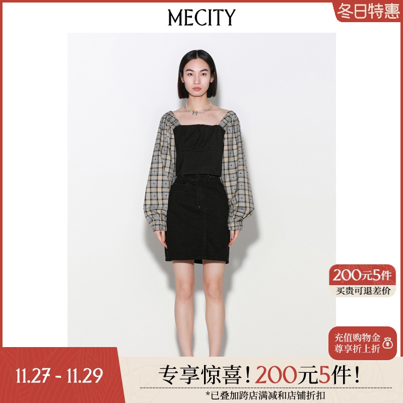 [女装合集]MECITY女装秋季新款方领纯色潮流时尚休闲T恤修身外套