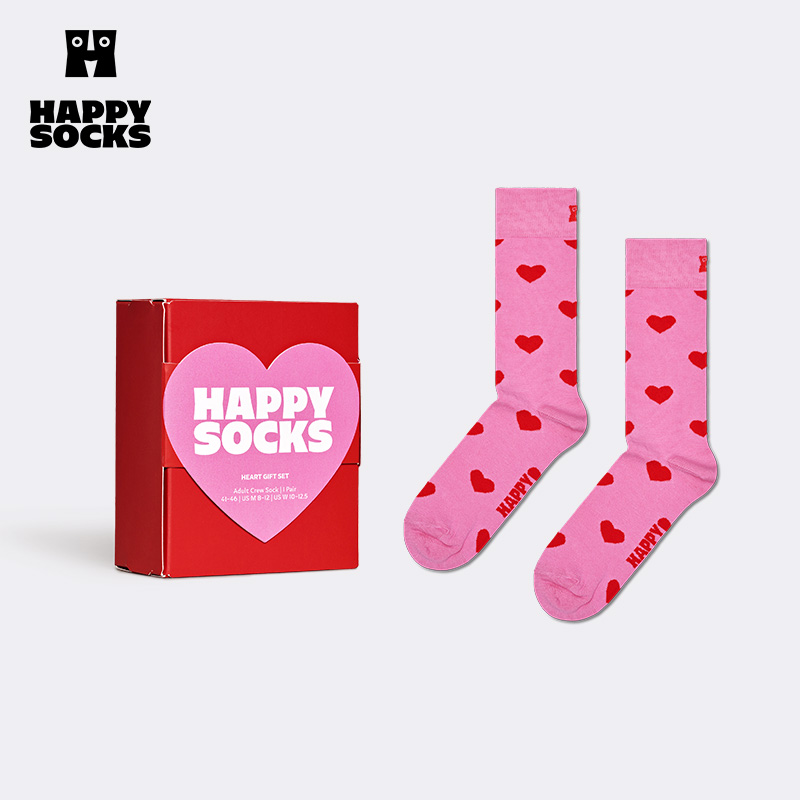 Happy Socks春秋款袜子女男袜多巴胺运动心心中筒袜堆堆袜礼盒