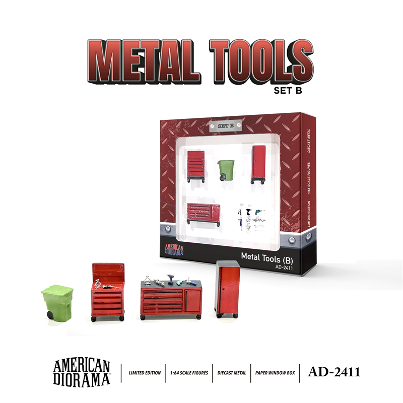 American Diorama 1:64 Metal Tools - Set B 金屬場景配件