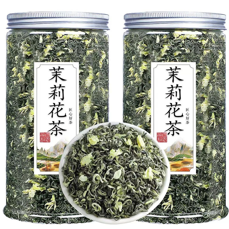 茉莉花茶飘雪2024新茶春茶浓香型特级高山茶叶散装绿茶花草茶500g