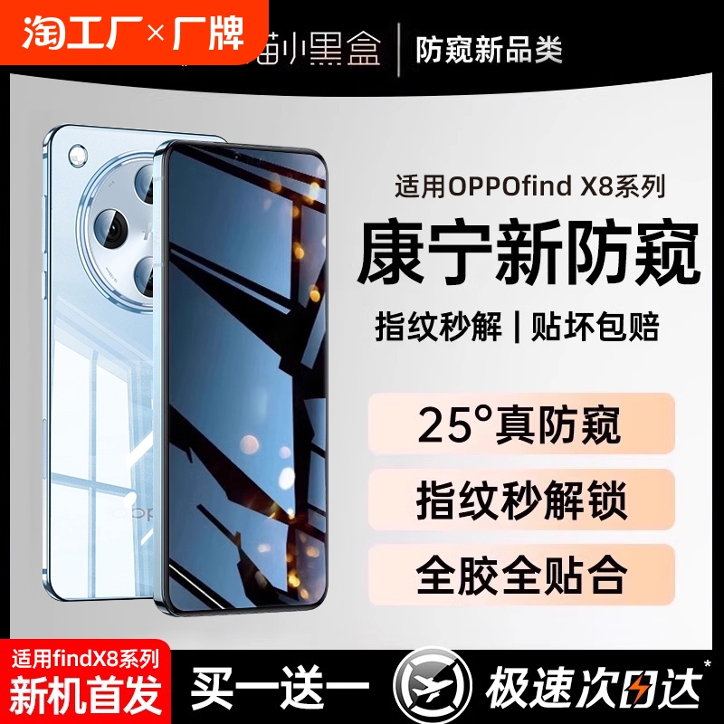 适用OPPOFindX8防窥膜findx8pro手机膜7钢化水凝5全包oppo新款findx7ultra全胶x8防窥x7贴膜x5的x6防偷窥