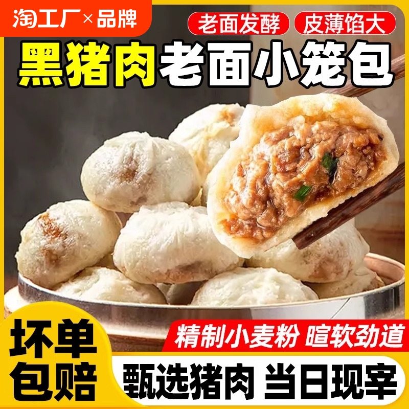 黑猪肉老面小笼包嵊州包子速食早餐半成品儿童营养蒸点心食品鲜肉