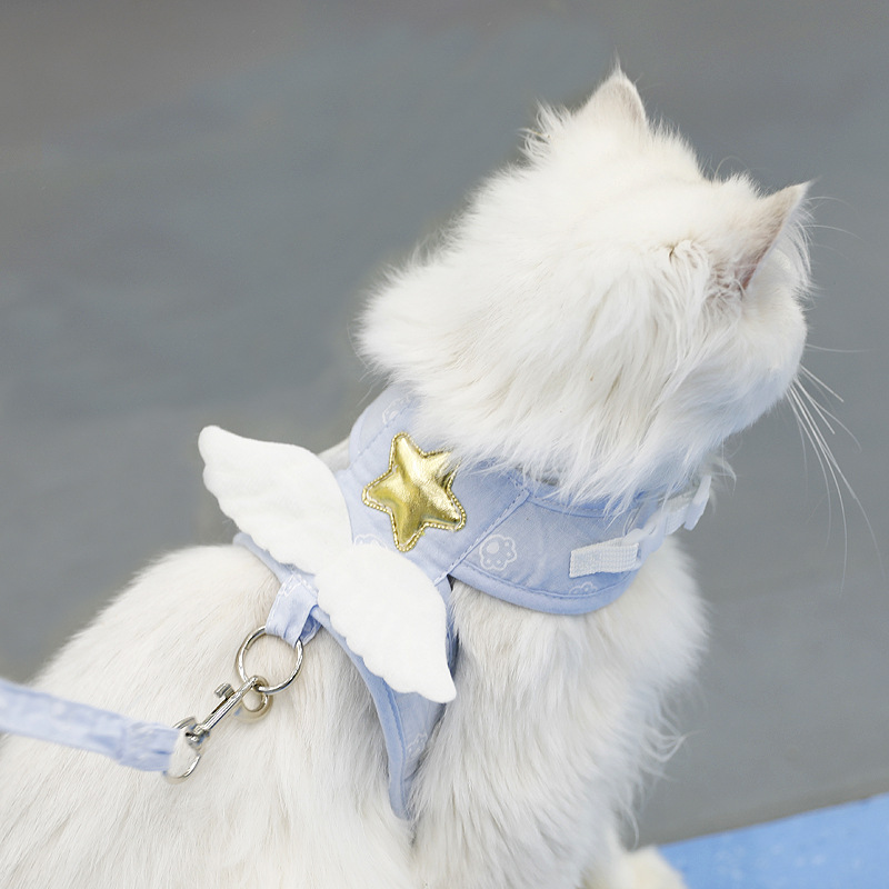 天使翅膀猫咪牵引绳背心式牵引带狗狗幼猫外出牵引防挣脱宠物用品