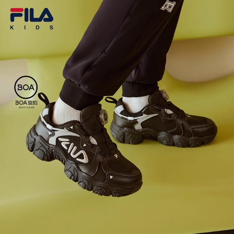 FILA KIDS斐乐童鞋儿童跑步鞋冬季款男女大童旋钮猫爪复古运动鞋