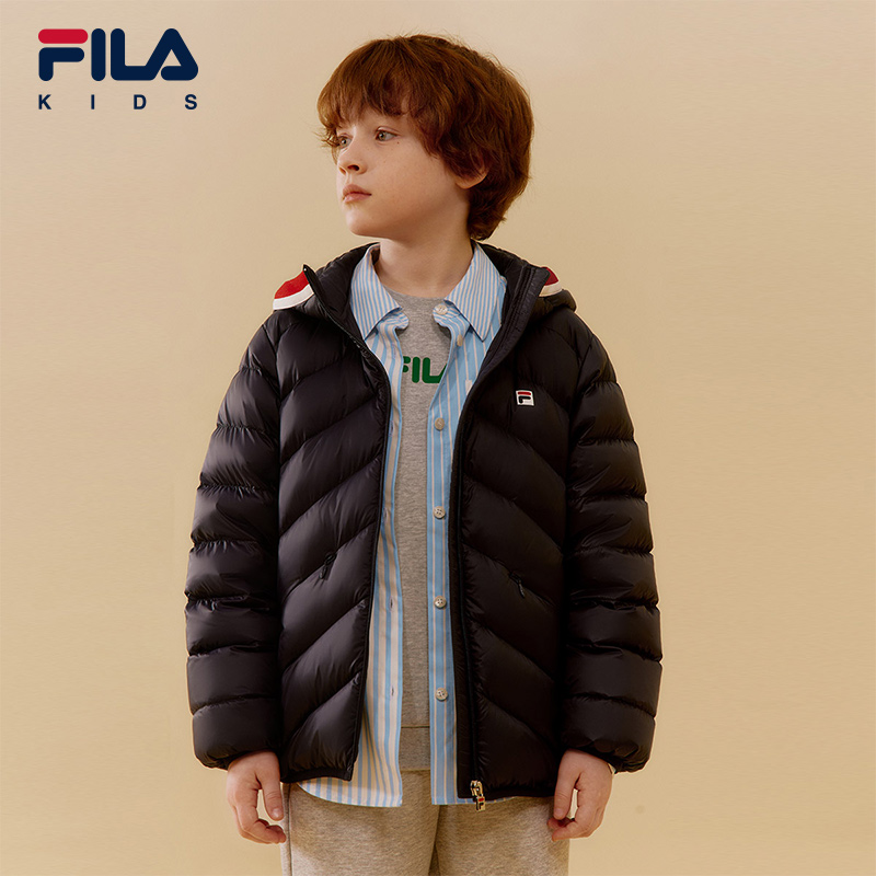 FILA KIDS斐乐童装儿童羽绒服秋季款男女童保暖轻薄冬装连帽上衣