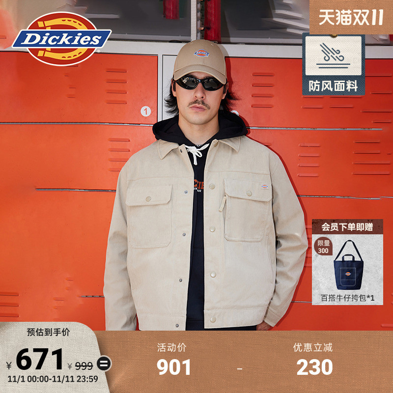 Dickies24秋冬新品灯芯绒衬衫夹克 宽松休闲翻领防风外套男女情侣