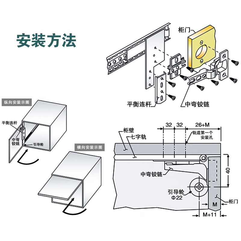 隐形折叠家用口袋门回旋门v衣柜门橱柜侧插门滑轨隐形门导轨五金