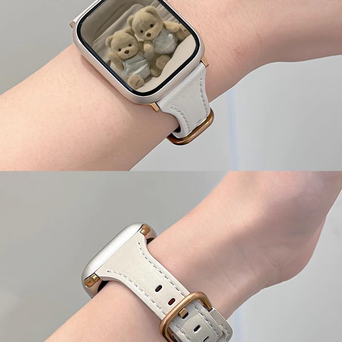 iwatch秋冬高级感皮质表带适用苹果手表applewatch9女款S8765SE代