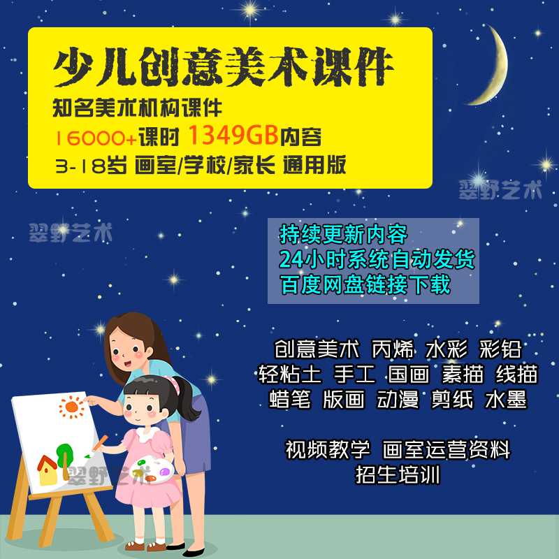 小学少儿创意美术课件儿童画教材K12教程教案课程培训视频ppt素材