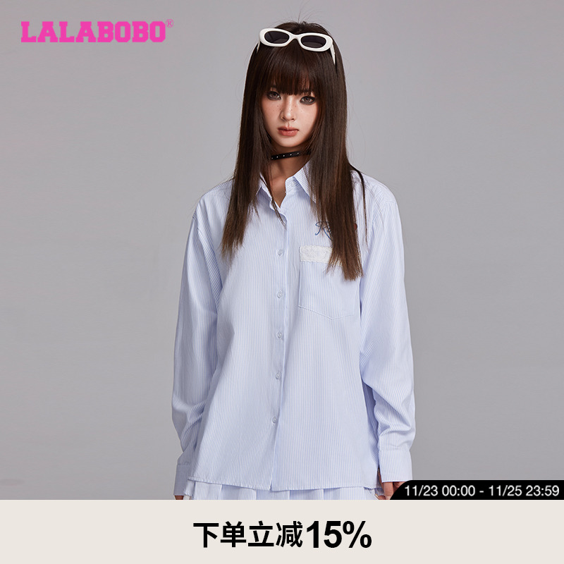 【商场同款】LALABOBO24年秋季衬衫女原创新款长袖开衫气质上衣