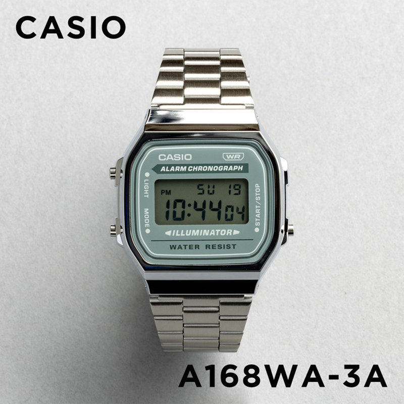 卡西欧CASIO A168WA-3A新款方块七年电力带闹钟秒表防水电子手表