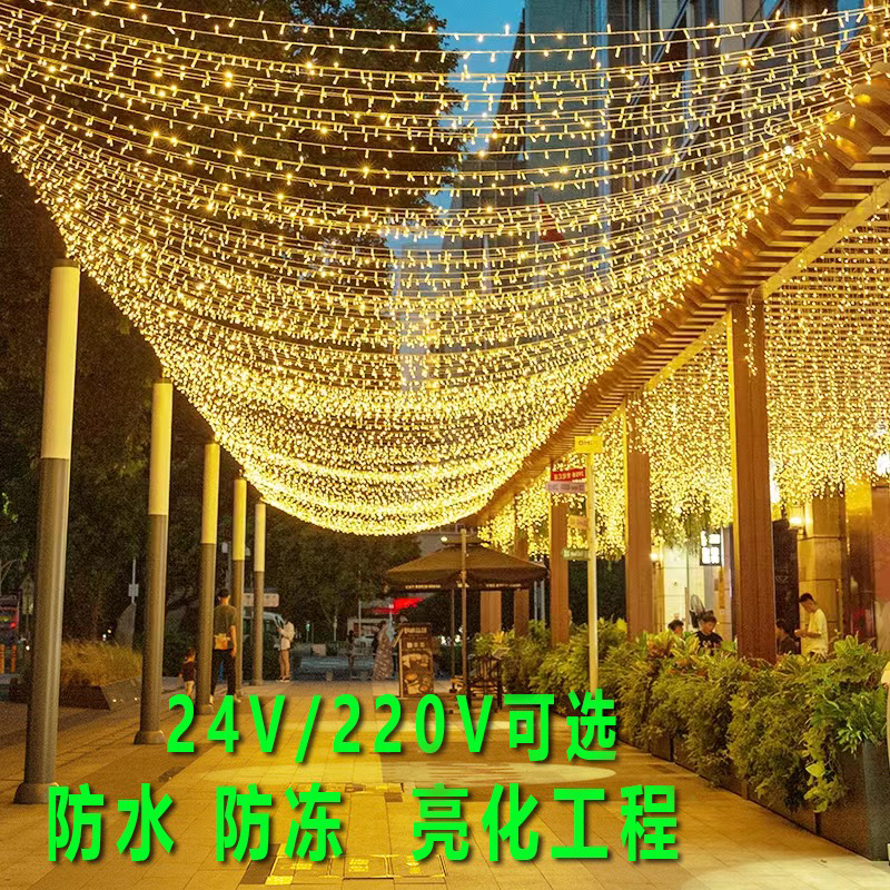 led小彩灯闪灯串灯满天星七彩霓虹灯户外商场街区树灯亮化氛围灯