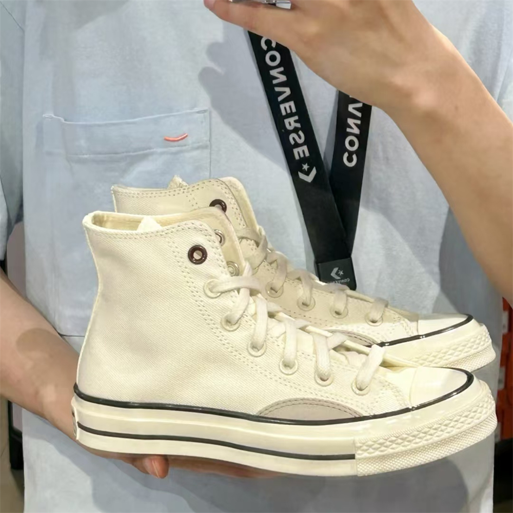 匡威CONVERSE 1970S白色咖标补丁高帮帆布鞋A06548c