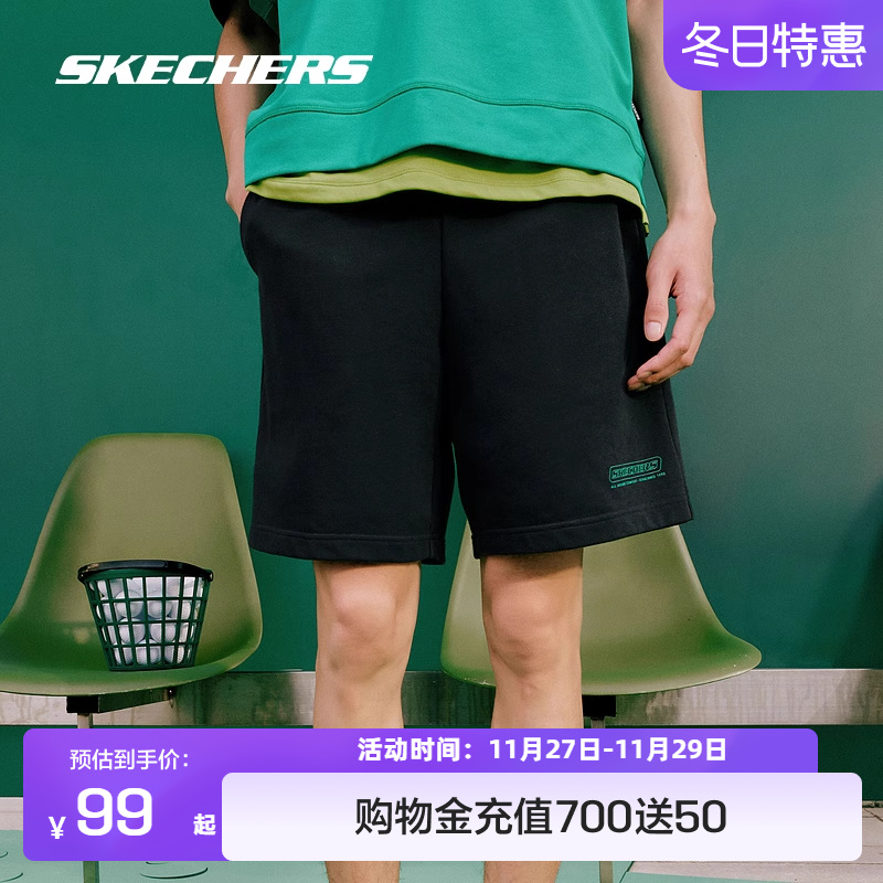 Skechers斯凯奇黑色短裤男女2024年新款夏季士简约宽松透气裤子