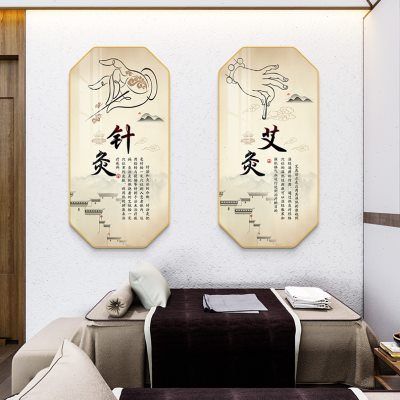 养生馆装饰画中医挂图足疗店背景墙壁画艾灸拔罐宣传画美容院挂画