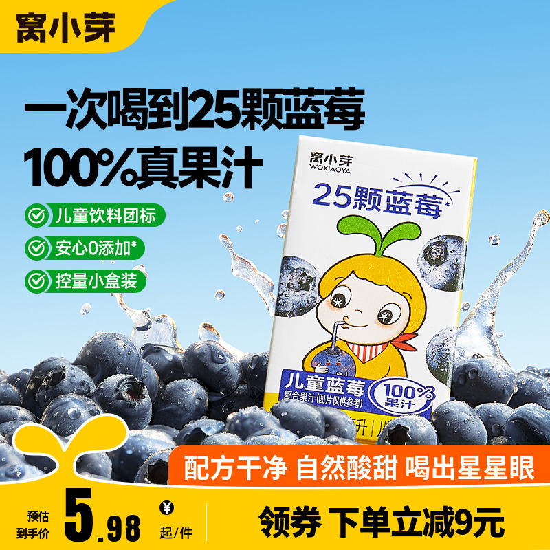 窝小芽儿童蓝莓复合果汁饮料水果饮品无添加色素送婴儿宝宝辅食谱