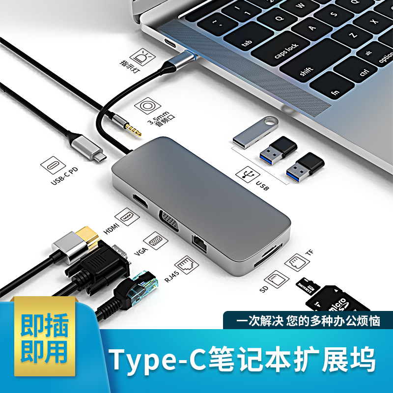 戴尔灵越16PLUS-7640笔记本电脑type-c网线转接口USB宽带网络转换器扩展器带网口以太网转接头拓展坞HUB配件