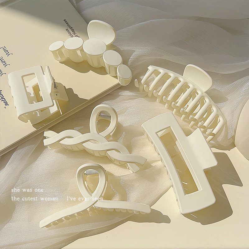 2024年新款白色系抓夹女后脑勺发夹头发鲨鱼夹子大号气质发卡头饰