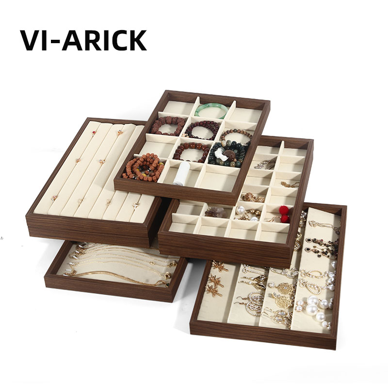 VI-ARICK首饰展示盘胡桃木纹戒指项链耳环托盘珠宝首饰道具复古