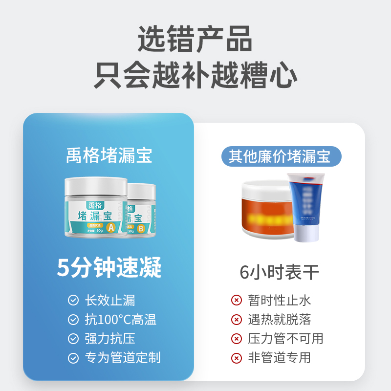 速发水管补漏pvc管下水管道ppr漏水H修补胶铁管堵漏神器防水胶带