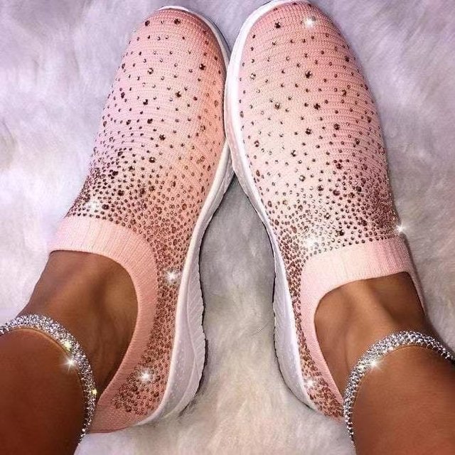 小众货Women's White Glitter Sneakers For Sock Fashion Blin