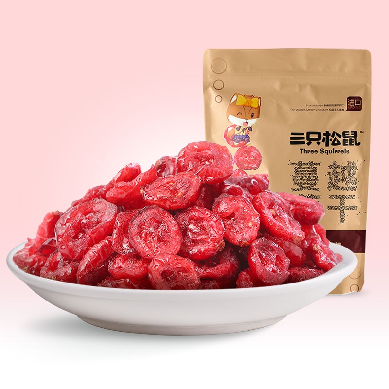 【三只松鼠_蔓越莓干100g】蜜饯水果干烘焙专用休闲零食小吃