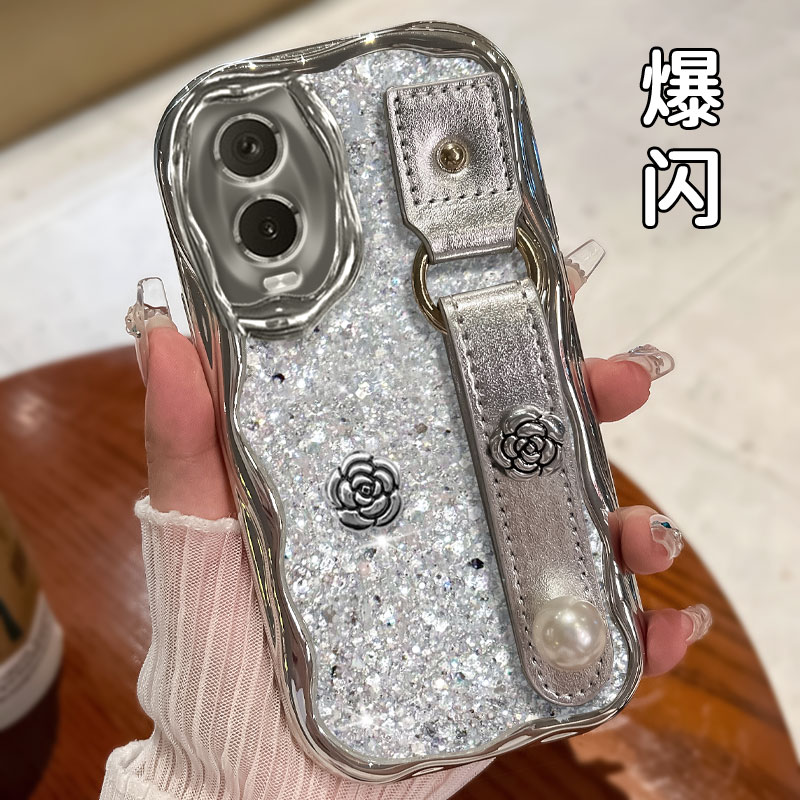 奢华爆闪带支架适用VIVOY76S手机壳女款Y37 5G\/2025年9外壳U5保护套VivoS7防摔S6新款S15e全包Y100新品X90S